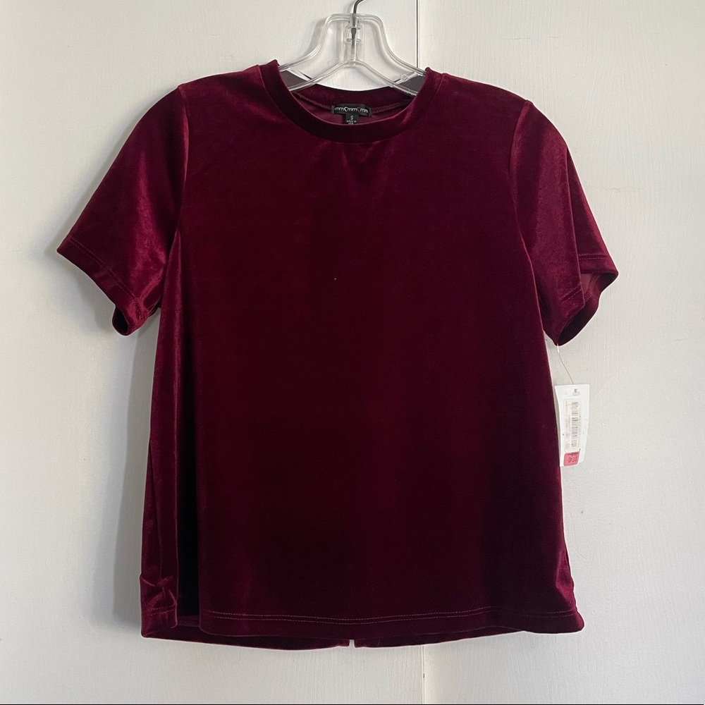 Burgundy Velvet Short Sleeve Top